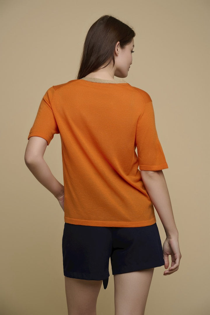 Top V-neck - Oranje