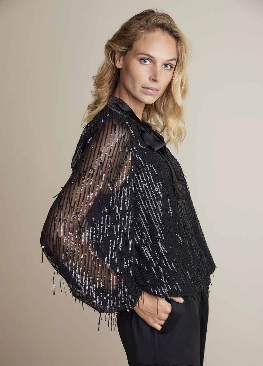 Top Fringe Sequins - Zwart