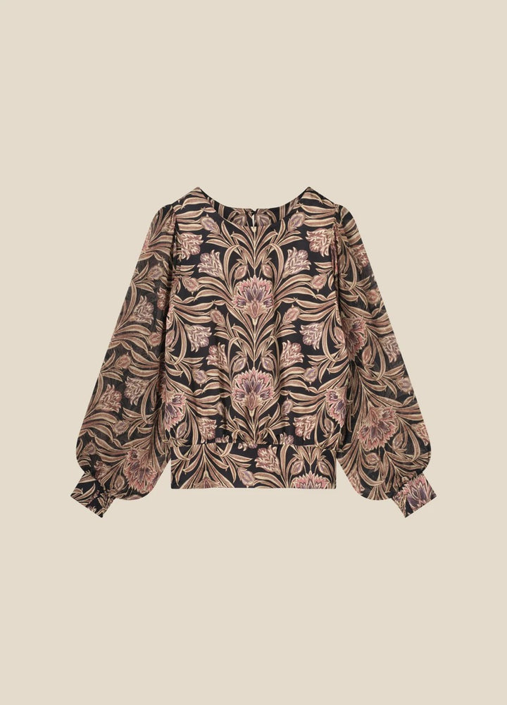 Top Flowers Viscose - Zwart Dessin