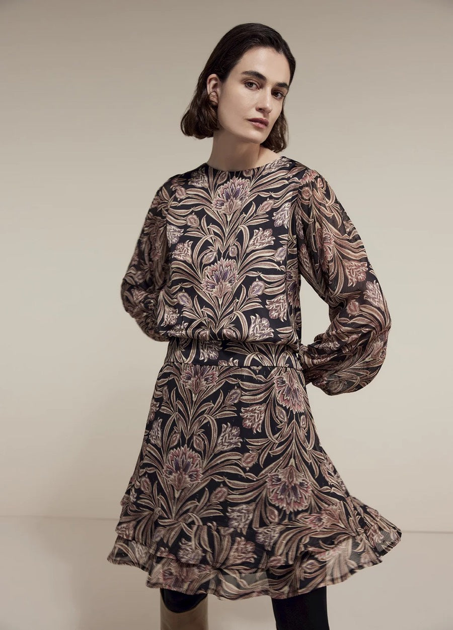 Top Flowers Viscose - Zwart Dessin