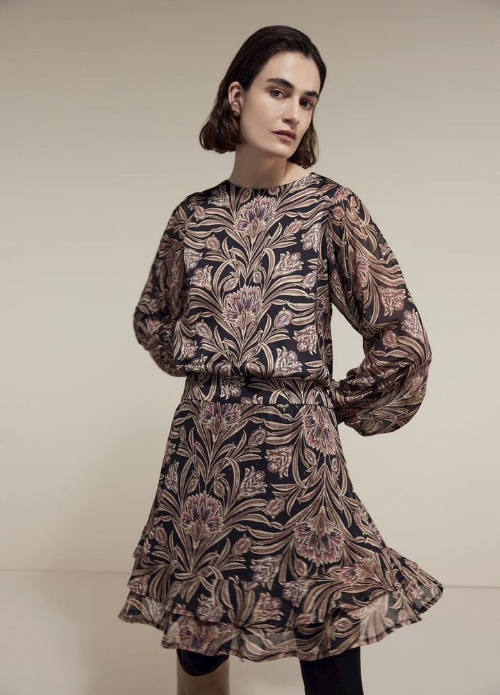 Top Flowers Viscose - Zwart Dessin