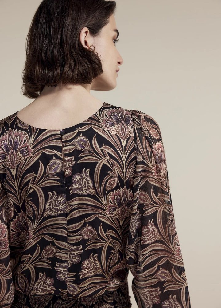 Top Flowers Viscose - Zwart Dessin