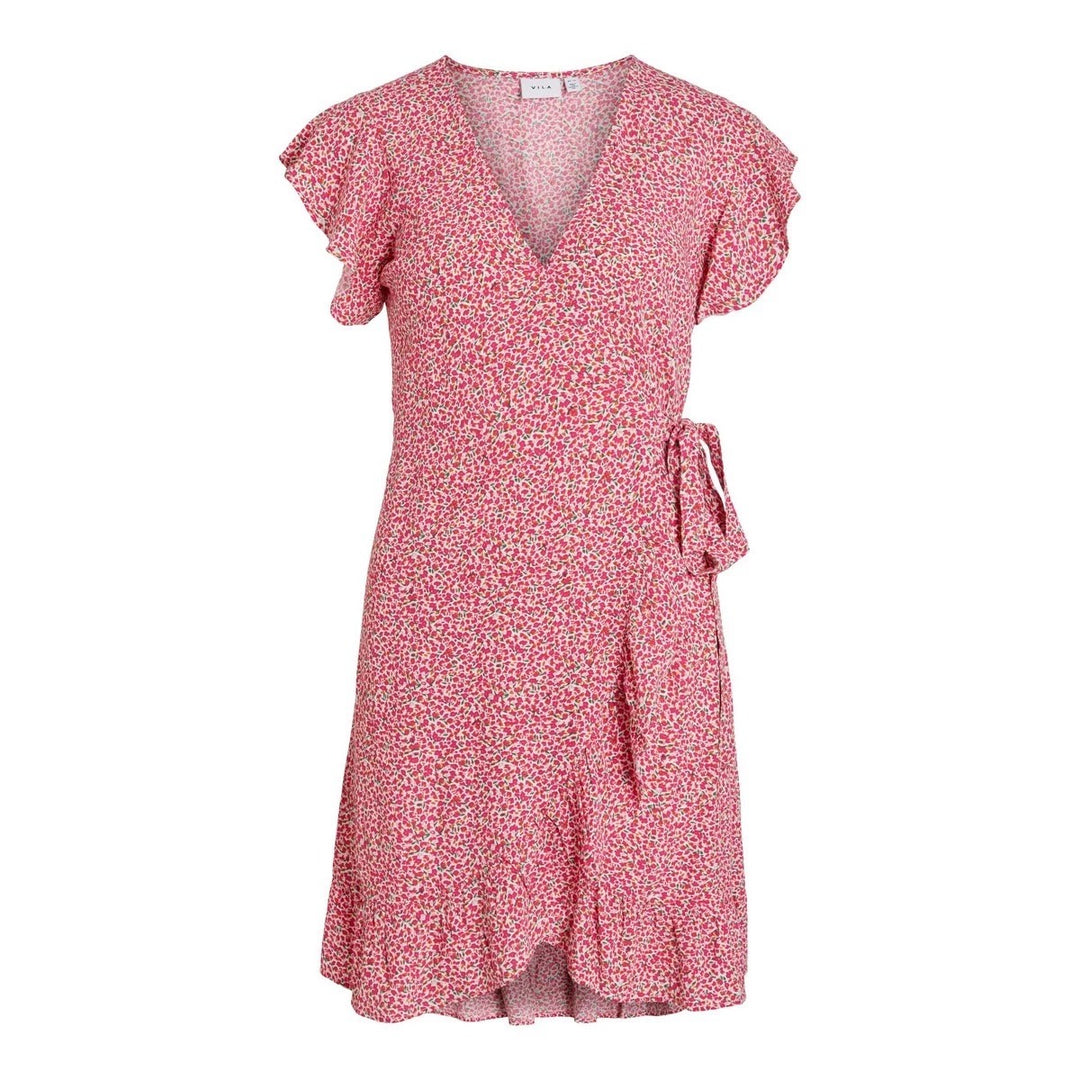 Vifini  Wrap S/s  Short Dress - Noo - Roze Dessin