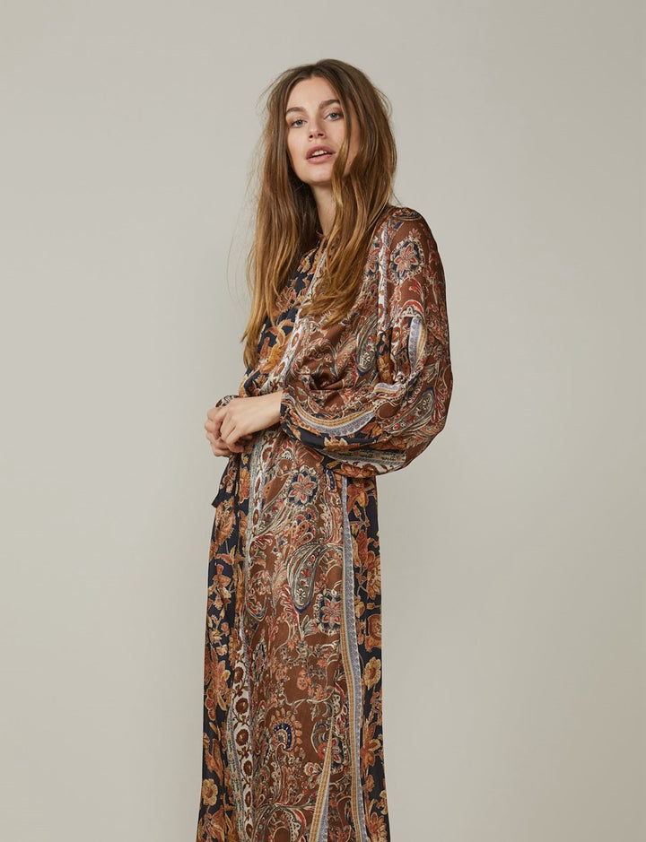 Dress Flower Print - Roest