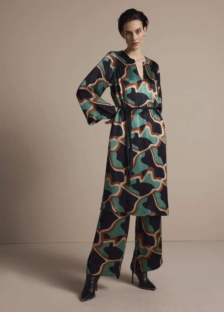 Dress Graphic Viscose - Zwart Dessin