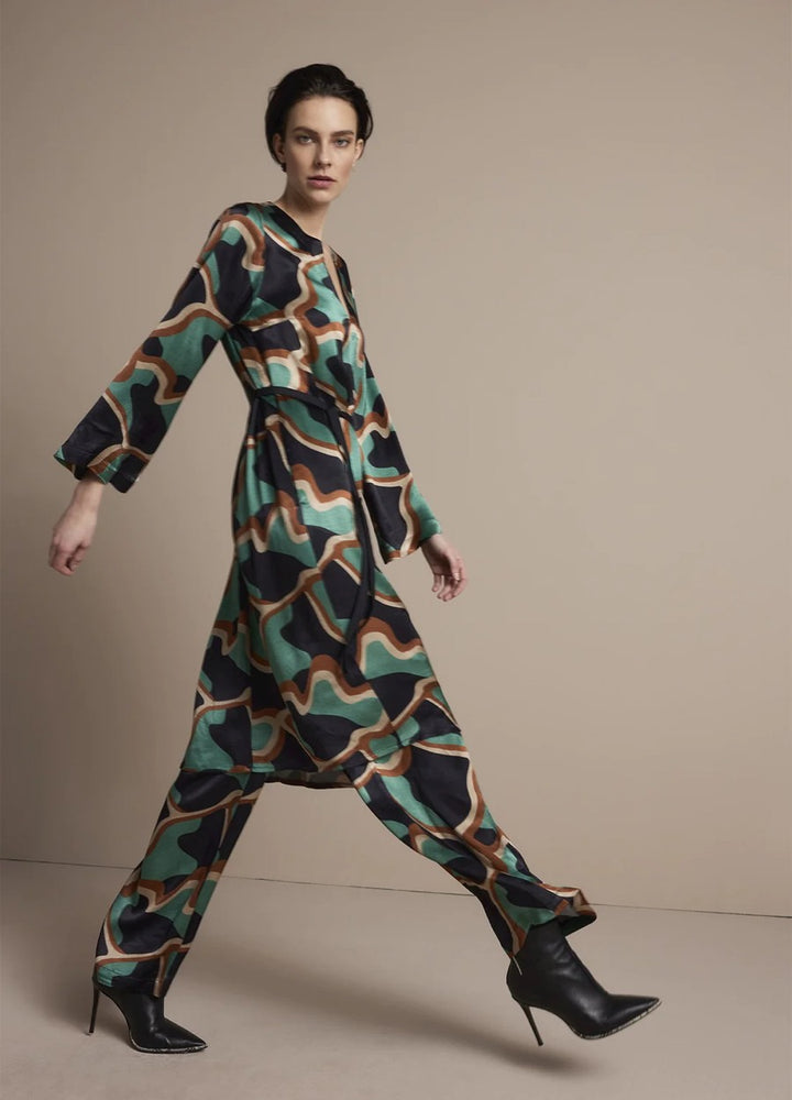 Dress Graphic Viscose - Zwart Dessin