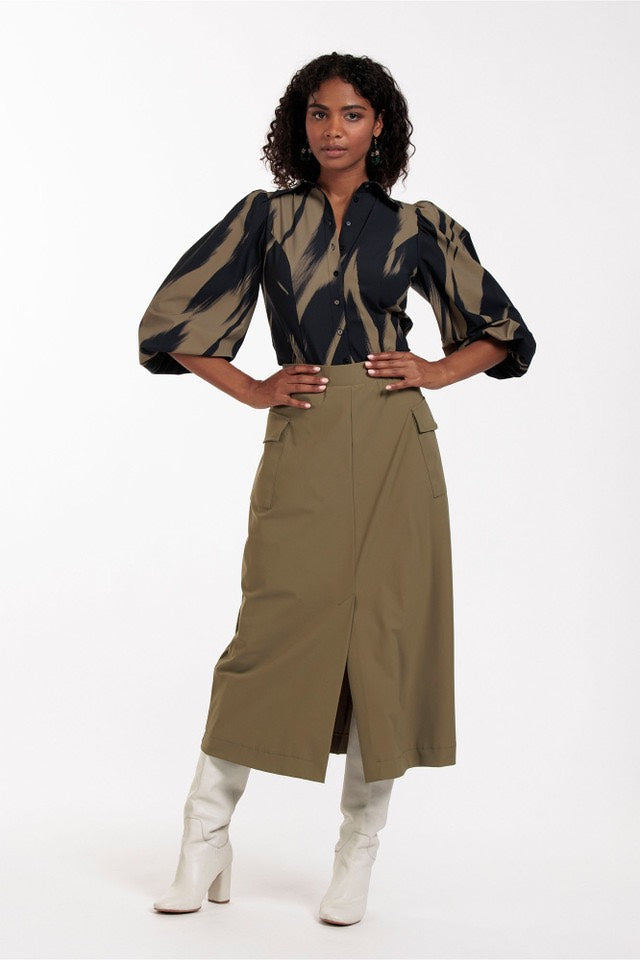 Lucy Bonded Cargo Skirt - Army