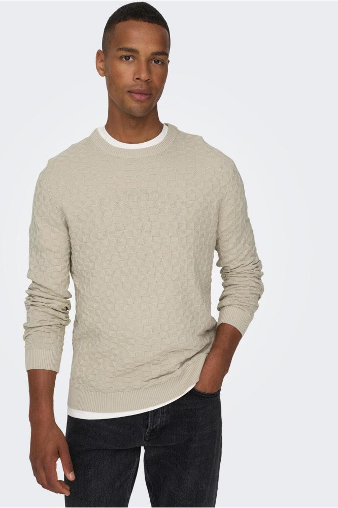Onskalle Reg 12 Struc Crew Knit Noo - Beige