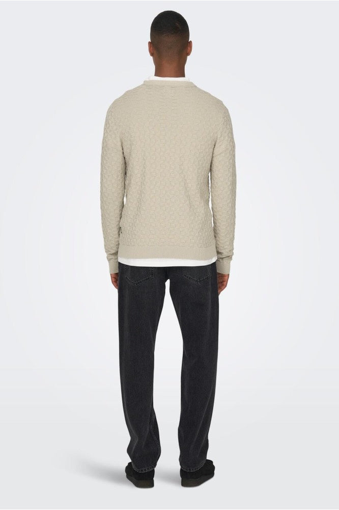 Onskalle Reg 12 Struc Crew Knit Noo - Beige