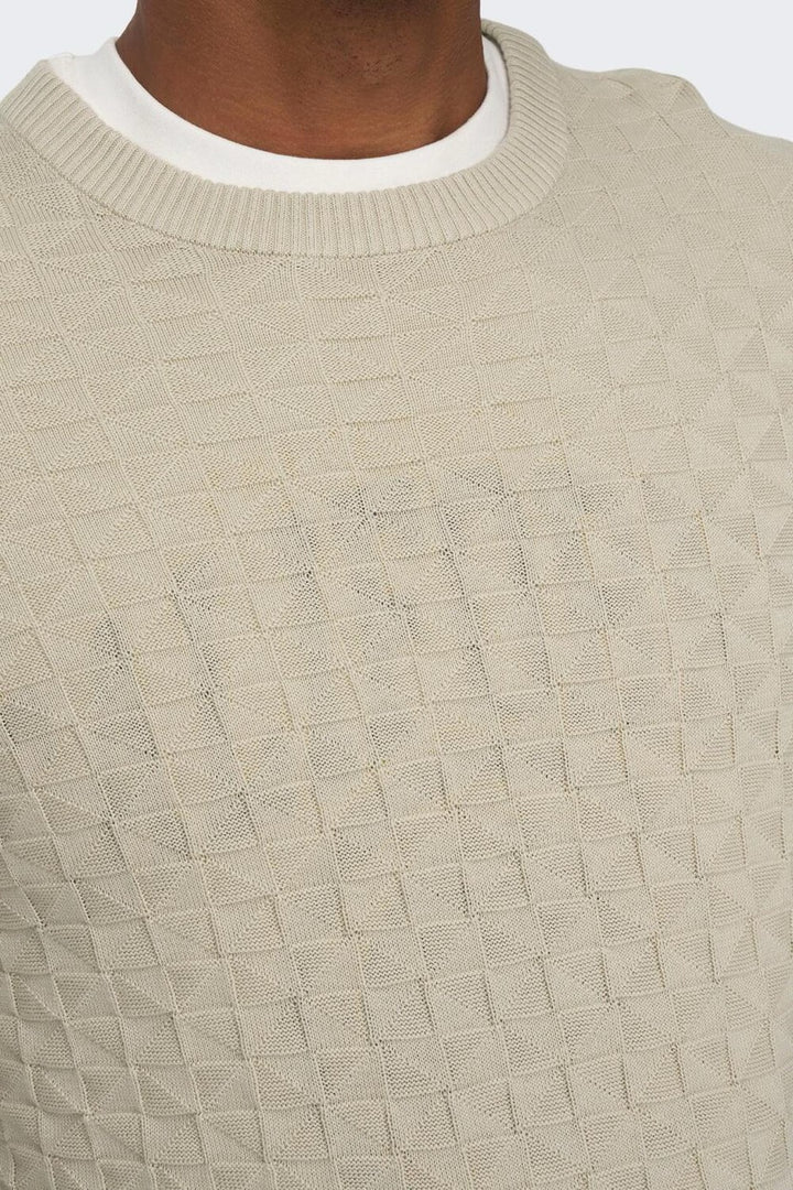 Onskalle Reg 12 Struc Crew Knit Noo - Beige