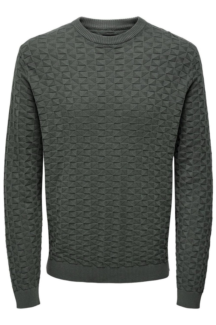 Onskalle Reg 12 Struc Crew Knit Noo - Olijf