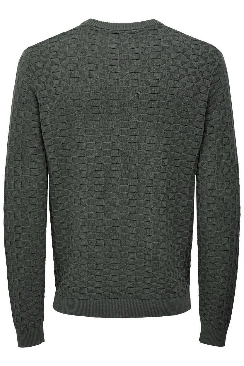Onskalle Reg 12 Struc Crew Knit Noo - Olijf