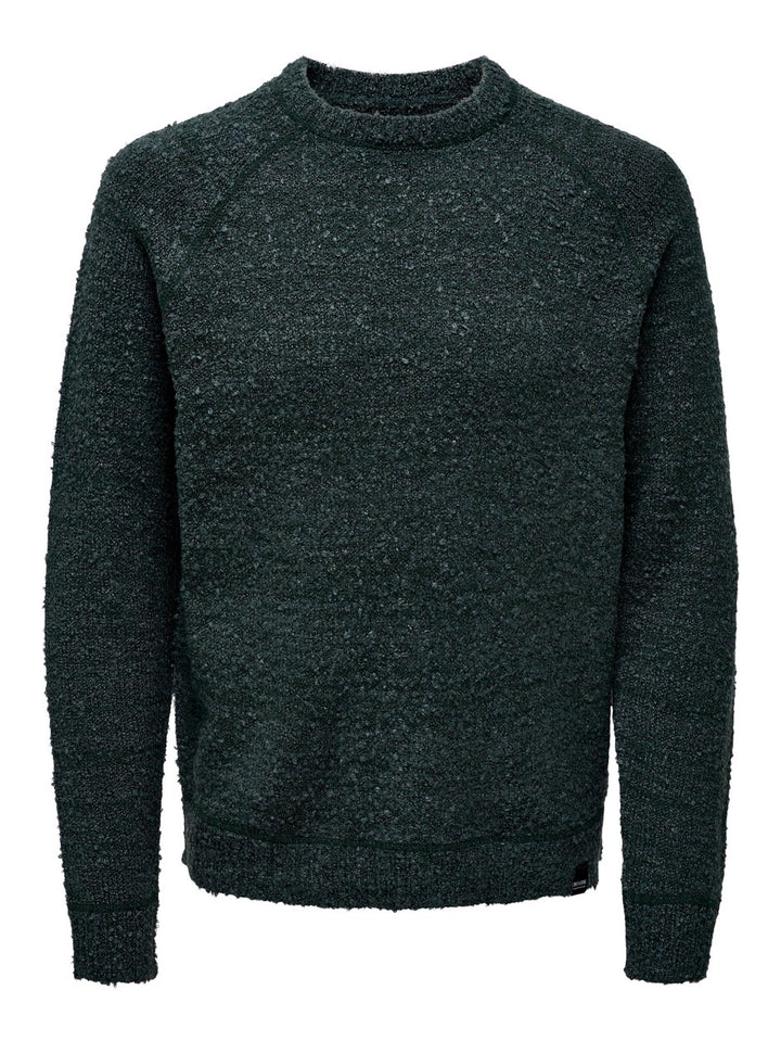 Onsjam Reg 3 Raglan Crew Knit - Donkergroen