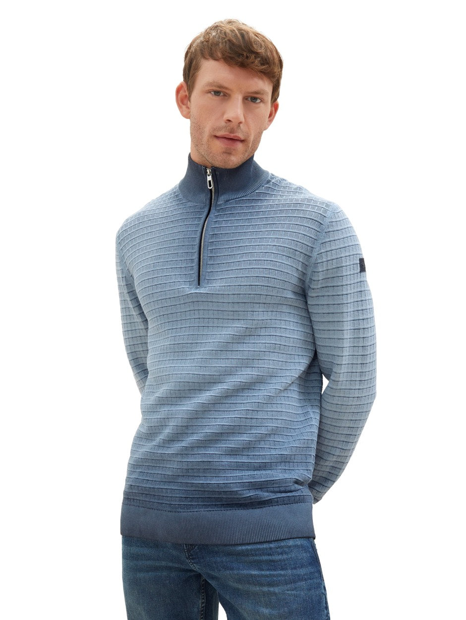 Washed Structure Pullover - Blauw