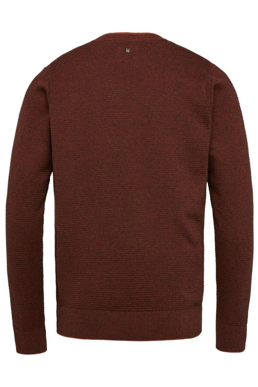 V-neck Cotton Mouline Knit - Steenrood