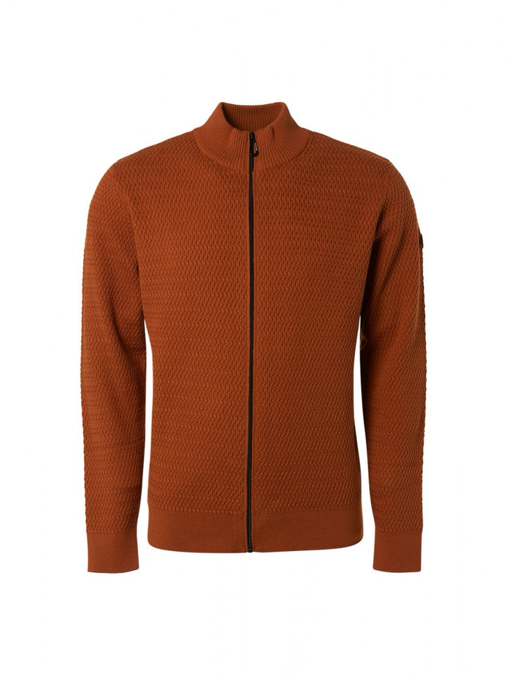 Cardigan Solid Jaquard Mix - Roest