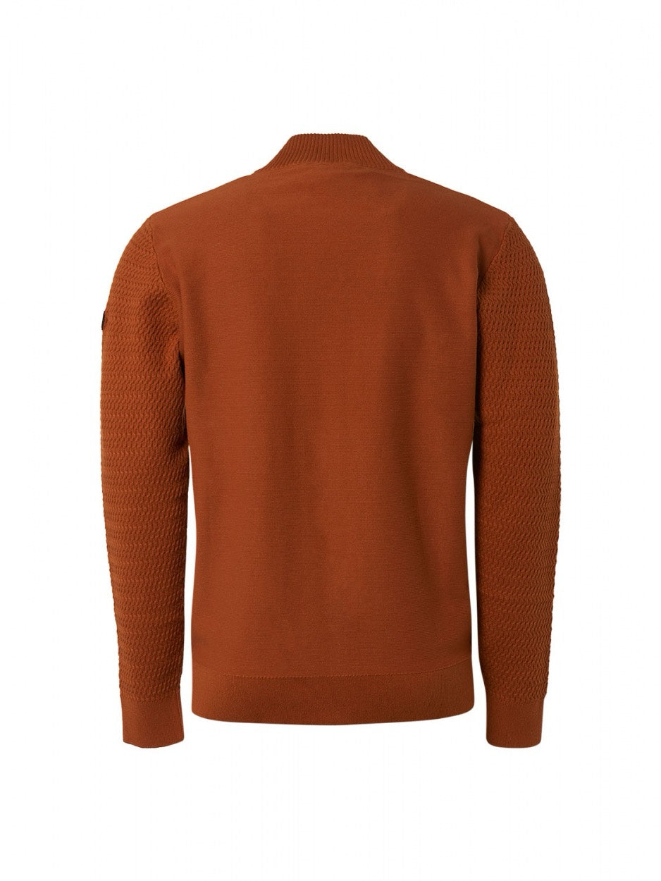 Cardigan Solid Jaquard Mix - Roest