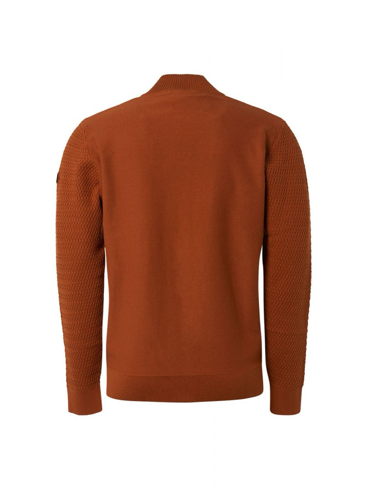 Cardigan Solid Jaquard Mix - Roest