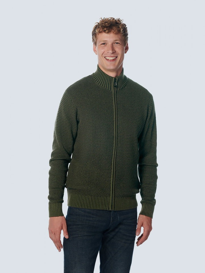 Pullover Full Zipper 2 Coloured - Donkergroen