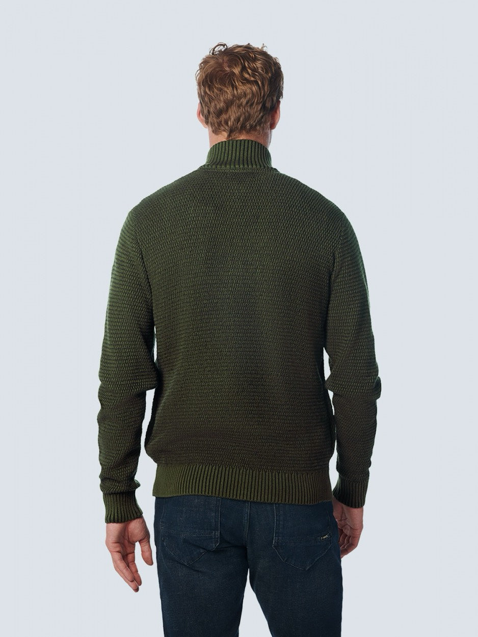 Pullover Full Zipper 2 Coloured - Donkergroen