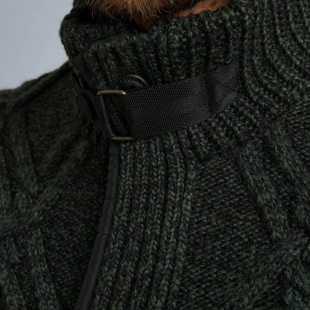 Zip Jacket Heavy Knit Mixed Yarn - Groen Dessin