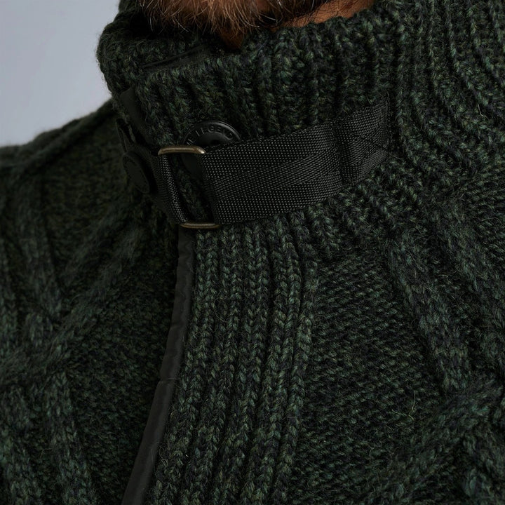 Zip Jacket Heavy Knit Mixed Yarn - Groen Dessin