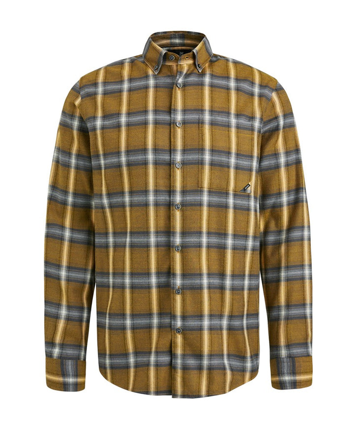 Long Sleeve Shirt Check Viscose Co - Geel Dessin