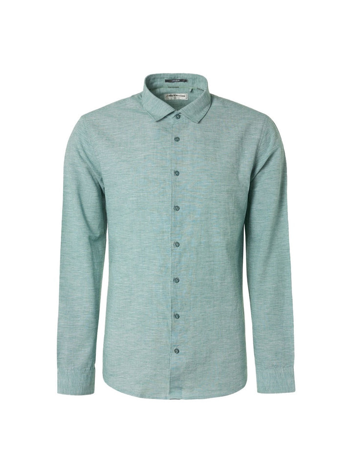 Shirt 2 Coloured With Linen - Oud Groen