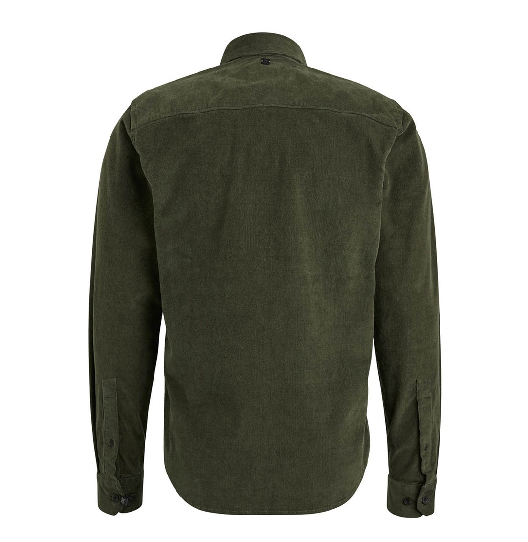 Long Sleeve Shirt Stretch Corduroy - Donkergroen