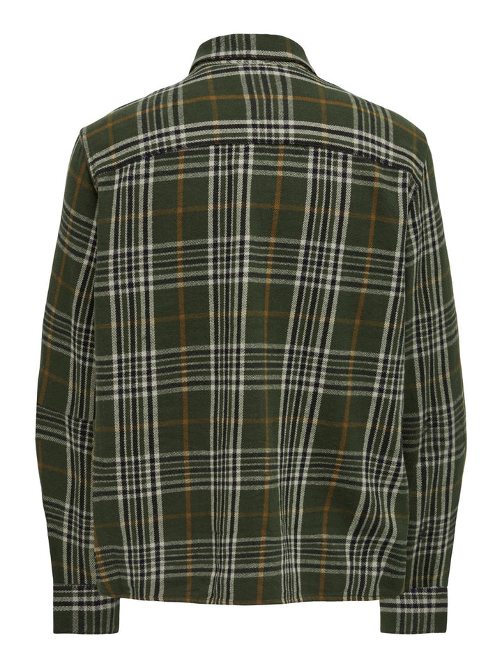 Onsscott Ls Check Flannel Overshirt - Groen Dessin