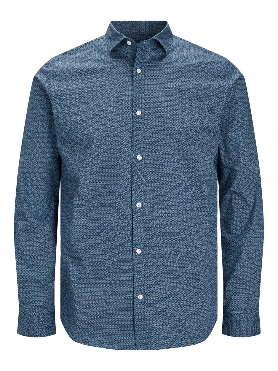 Jprblablackpool Stretch Shirt Ls Aw - Blauw Dessin