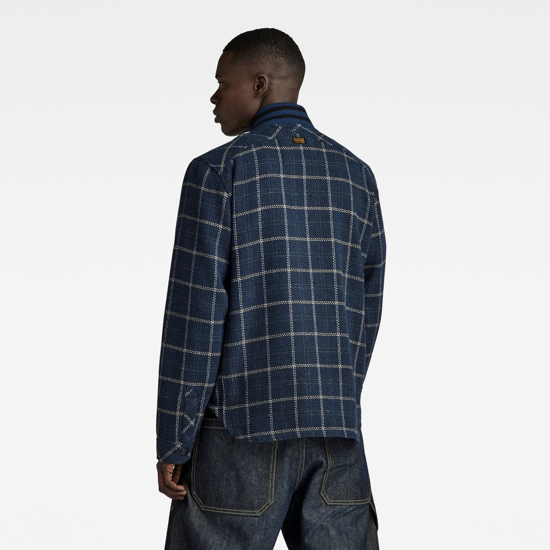 Bomber Collar Overshirt - Blauw Dessin