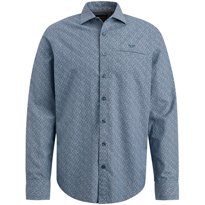Long Sleeve Shirt Print On Yd Chec - Blauw Dessin