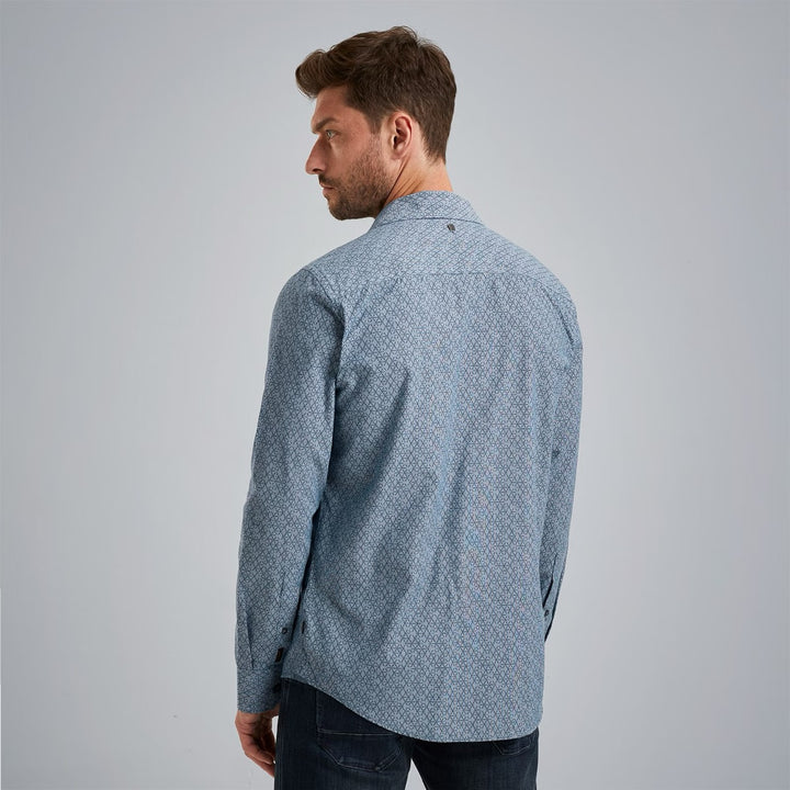 Long Sleeve Shirt Print On Yd Chec - Blauw Dessin