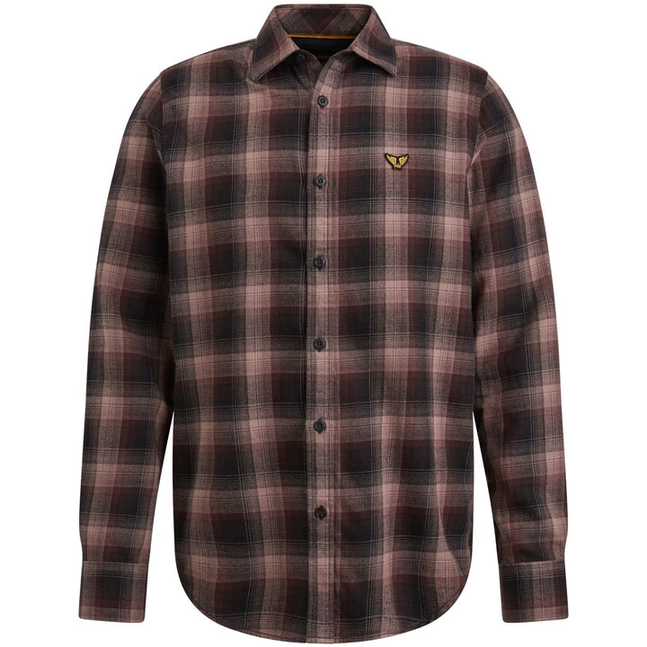 Long Sleeve Shirt Ctn Twill Check - Paars Dessin