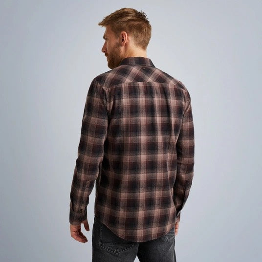 Long Sleeve Shirt Ctn Twill Check - Paars Dessin