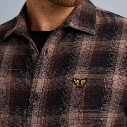 Long Sleeve Shirt Ctn Twill Check - Paars Dessin