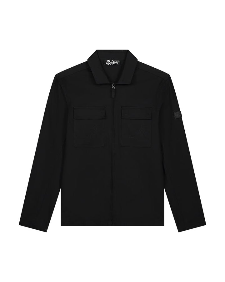 Cotton Zip Overshirt - Zwart