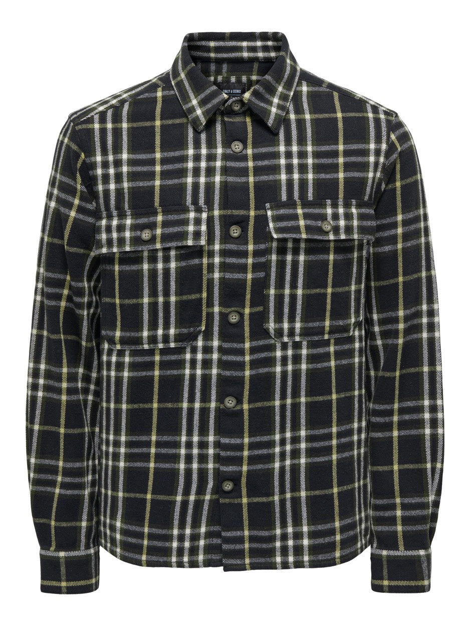 Onsscott Ls Check Flannel Overshirt - Zwart Dessin