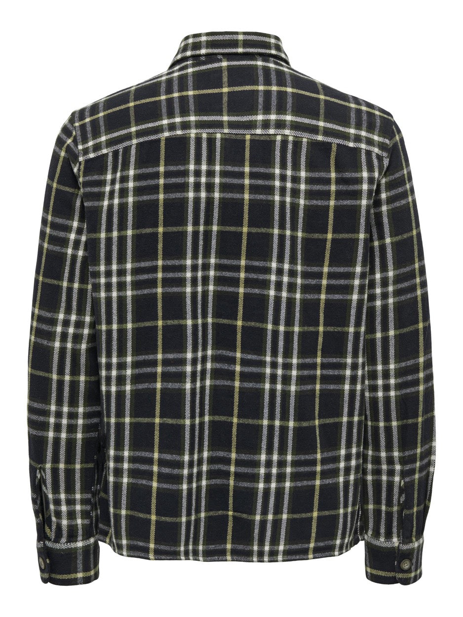 Onsscott Ls Check Flannel Overshirt - Zwart Dessin
