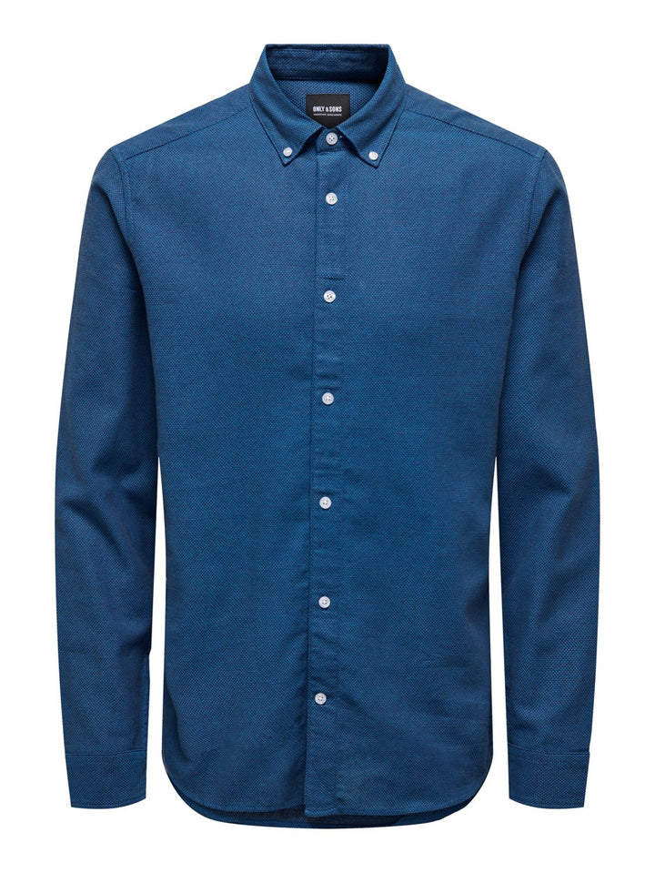Onstar Slim Ls Melange Btn Down Shi - Blauw