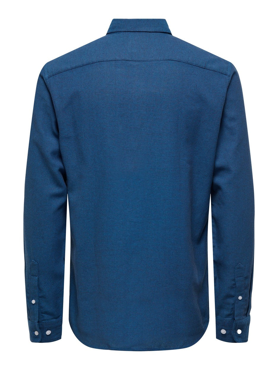 Onstar Slim Ls Melange Btn Down Shi - Blauw
