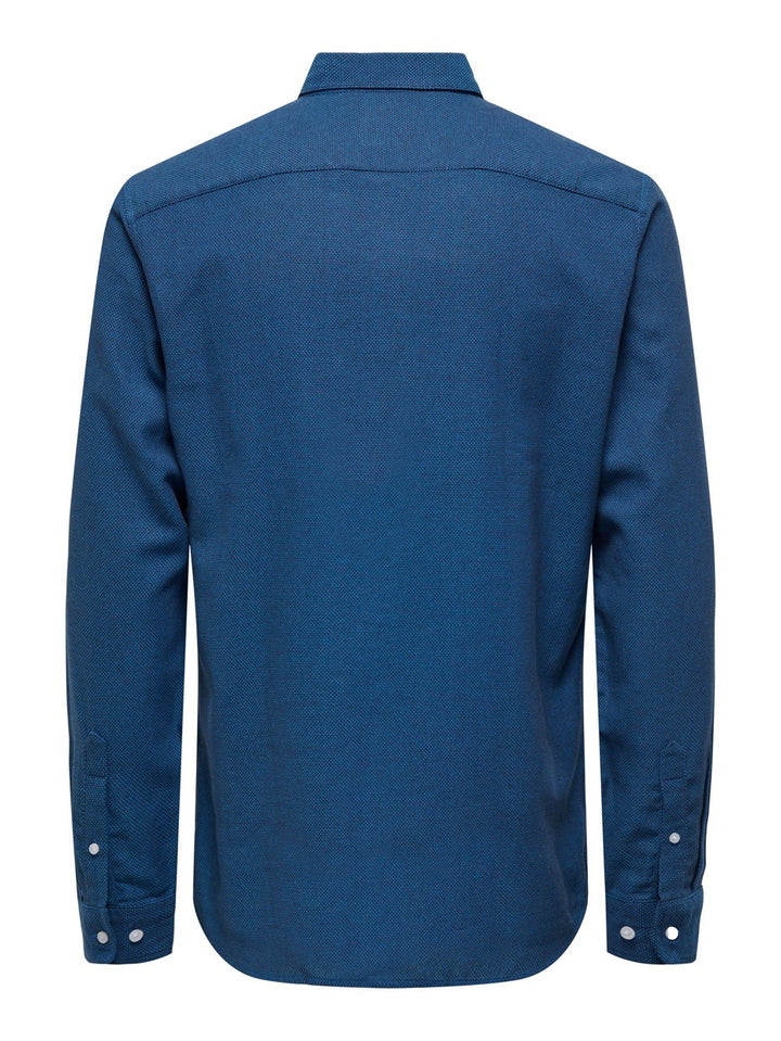 Onstar Slim Ls Melange Btn Down Shi - Blauw