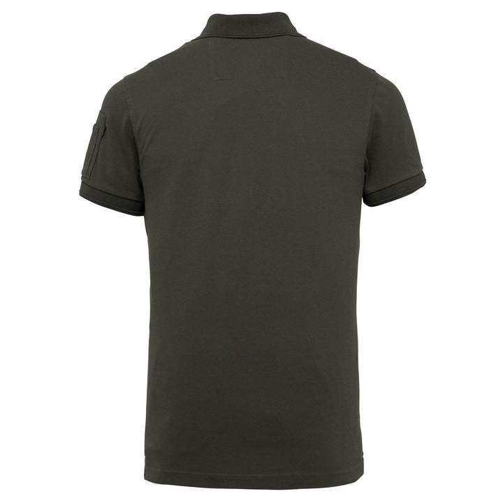 Short Sleeve Polo Cotton Elastan P - Donkergroen