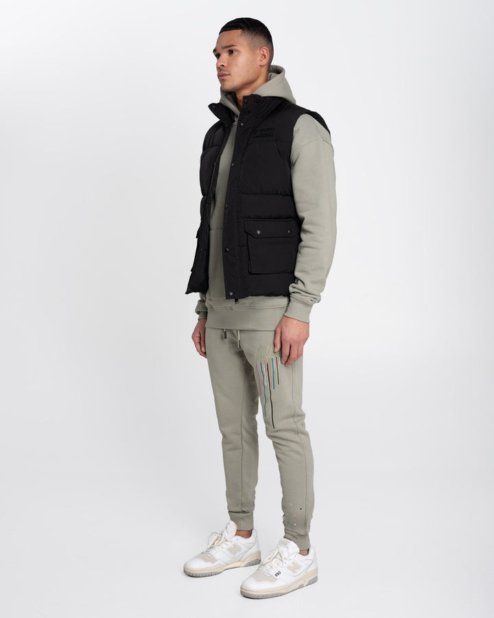 Crinkle Padded Vest - Zwart