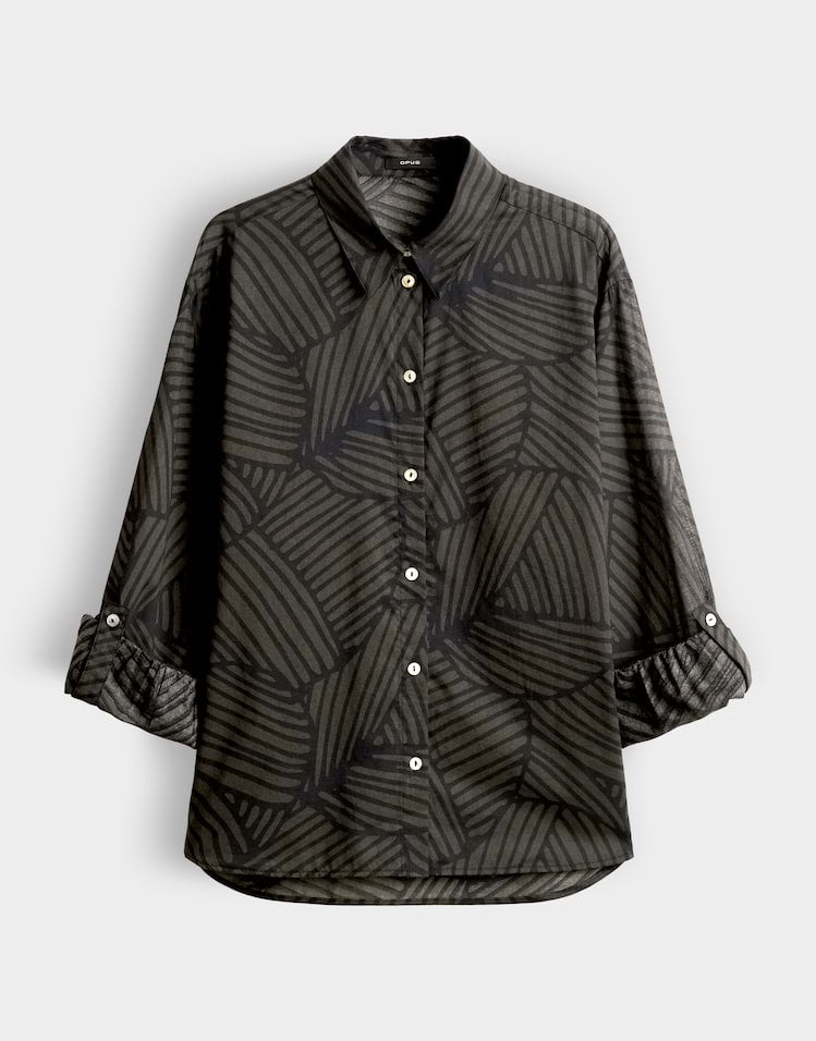 Opus Felora blouse l/m dames zwart dessin