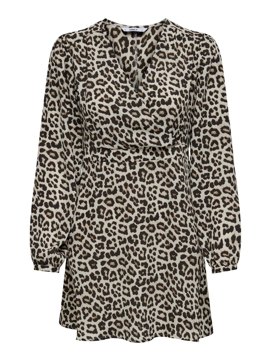 Only 15284372 Alma jurk kort dames zand dessin