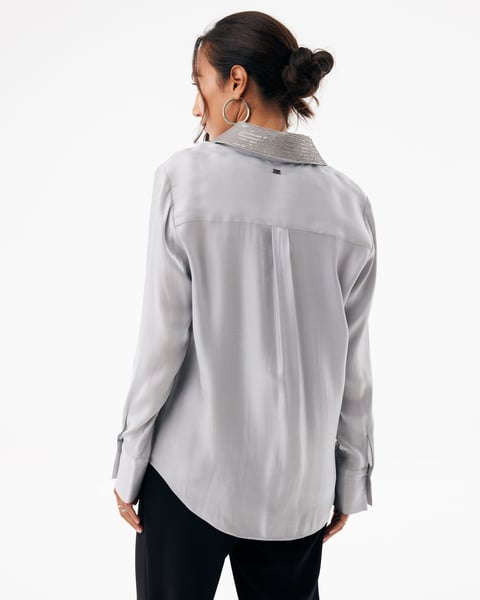 MEXX women MF006101663 blouse l/m lichtgrijs