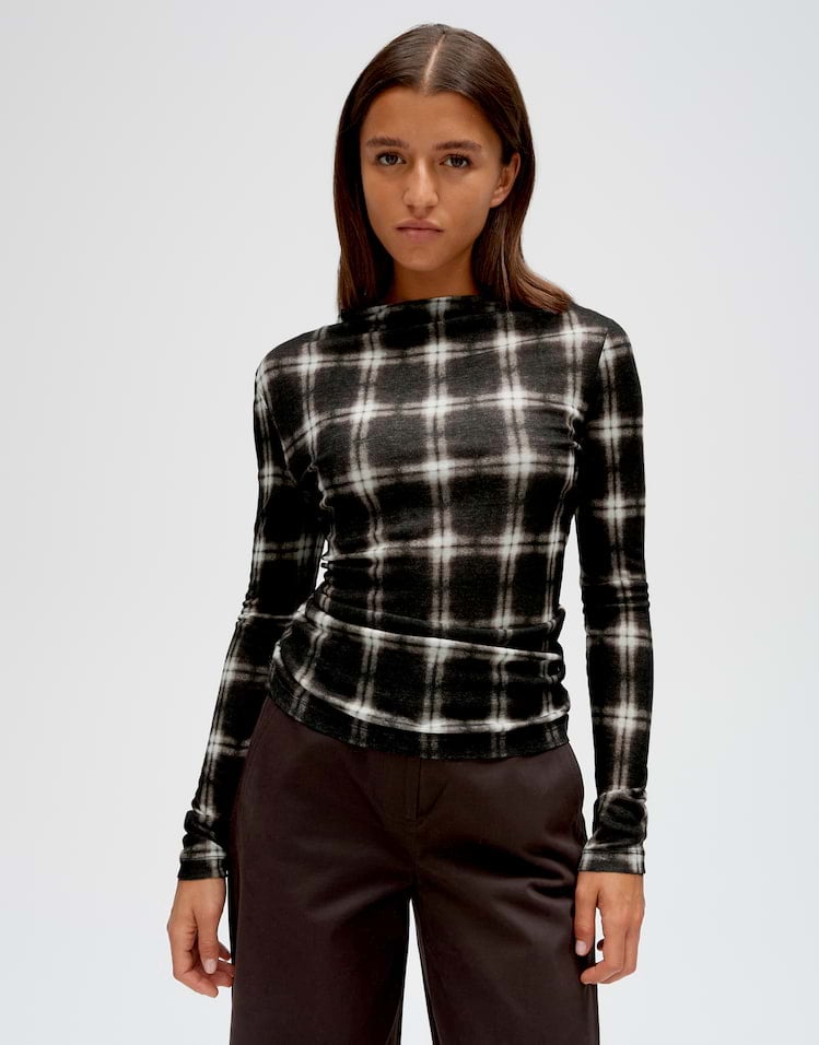 Opus Secki 10618214468460 t-shirt l/m zwart dessin