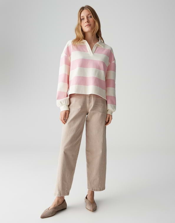 Opus Glocki 10500413727393 polo l/m dames roze dessin